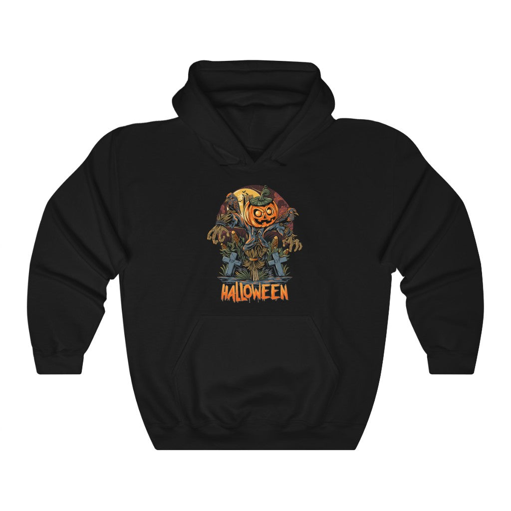 Halloween scarecrow & pumpkins Unisex Heavy Blend™ Hooded Sweatshirt - Phu Design | Website | Graphic Design