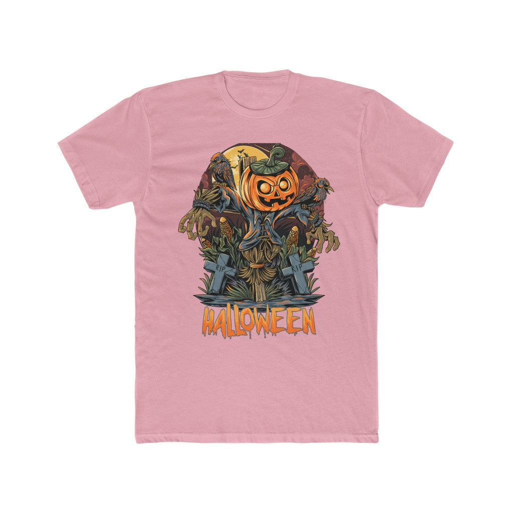 Halloween scarecrow & pumpkins Cotton Crew Tee - Phu Design | Website | Graphic Design