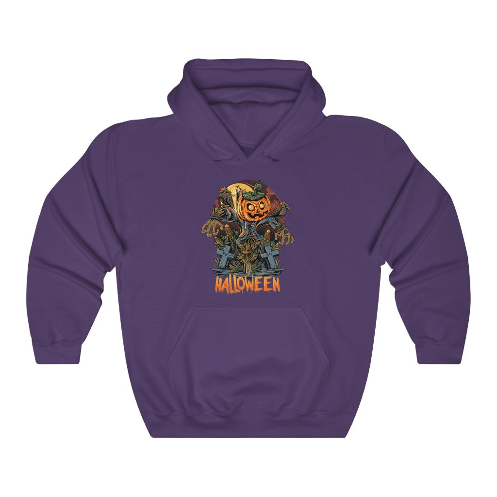 Halloween scarecrow & pumpkins Unisex Heavy Blend™ Hooded Sweatshirt - Phu Design | Website | Graphic Design