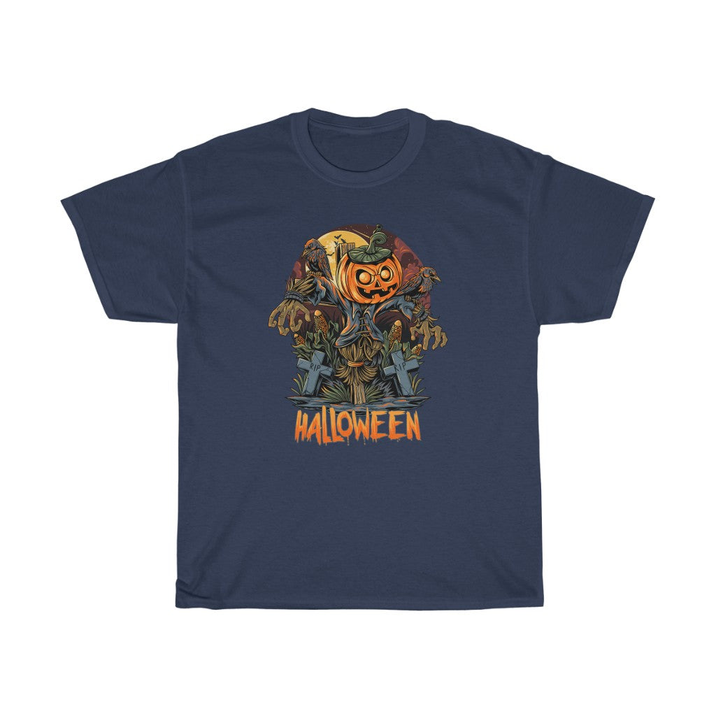 Halloween scarecrow & pumpkins Unisex Heavy Cotton Tee - Phu Design | Website | Graphic Design